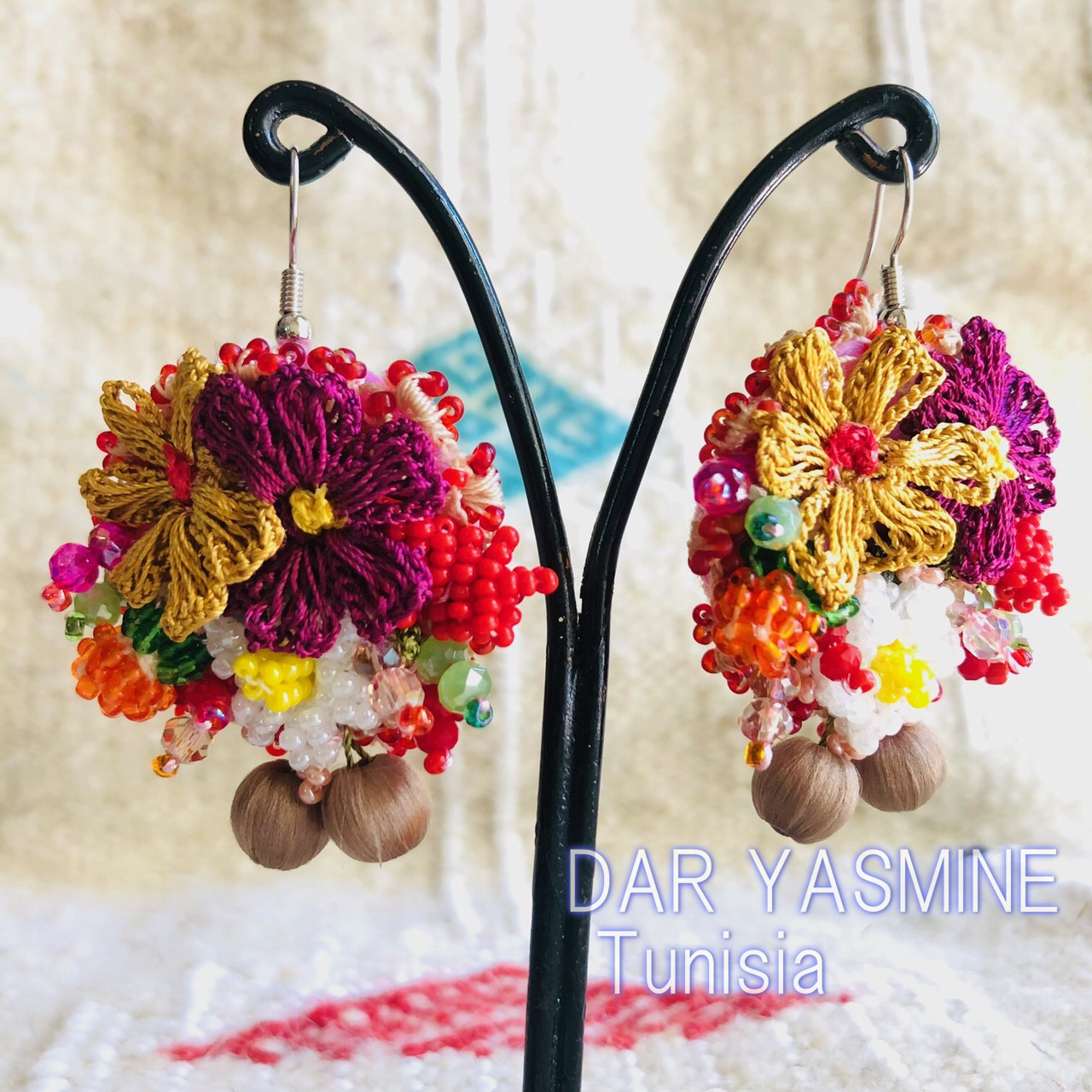 トルコ伝統工芸　oya刺繍　変化を迎えるときには花が必要　ピアス　1138＊