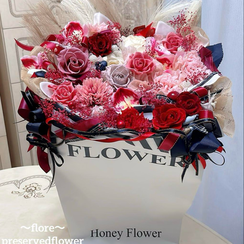 ✨ミックスバラプリザ＆アーティフィシャル花束アレンジ✨ラッピングの