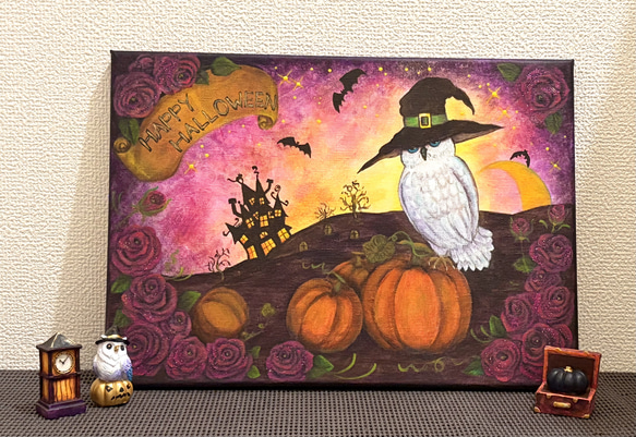 「ハロウィン　キャット」油絵　原画　オリジナル　１点物　絵画 ハロウィン キャット」油絵 原画 オリジナル 1点物 絵画 - メルカリ