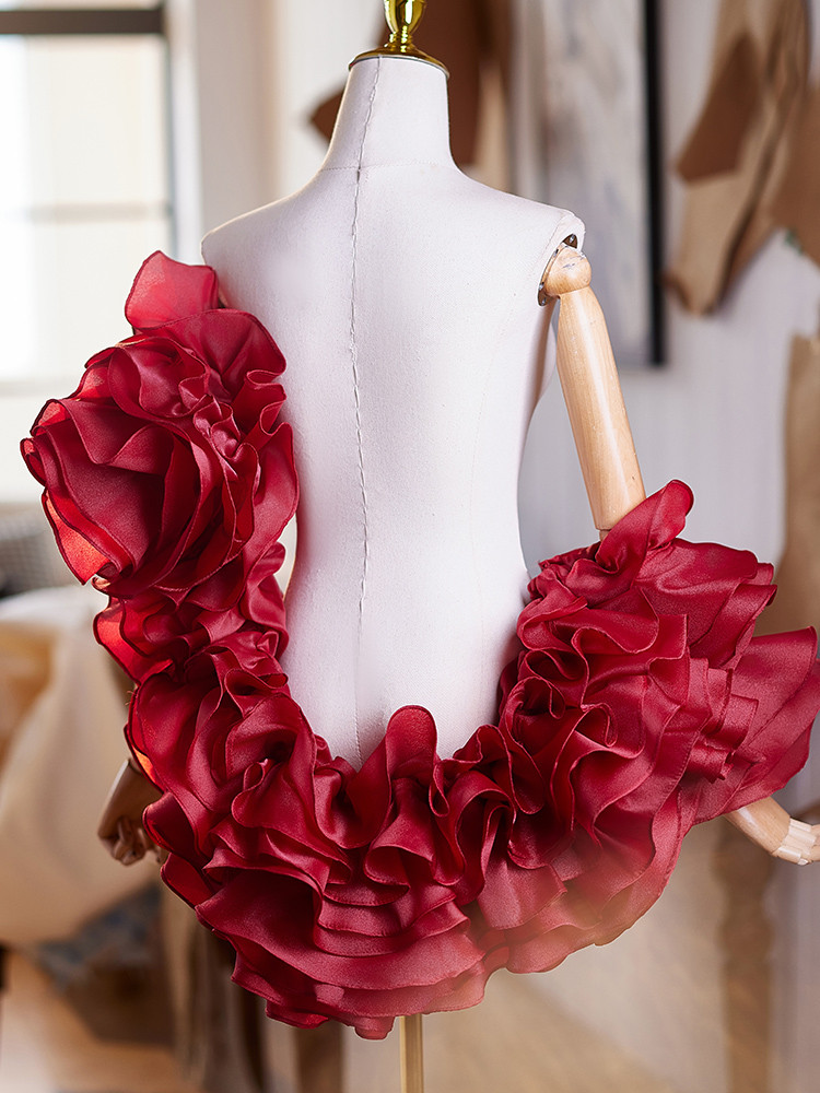 オフショルダー 赤 立体花 DIY 綺麗 肩飾り ドレスアクセサリー パーティー ウェディングドレス DTY329