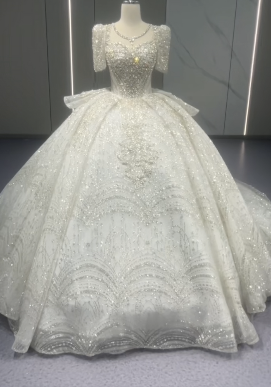 素材感を際立つ　2025秋婚冬婚2026春婚　プリンセスライン　シースル長袖　イリュージョンネック　大人気本命ドレス挙式