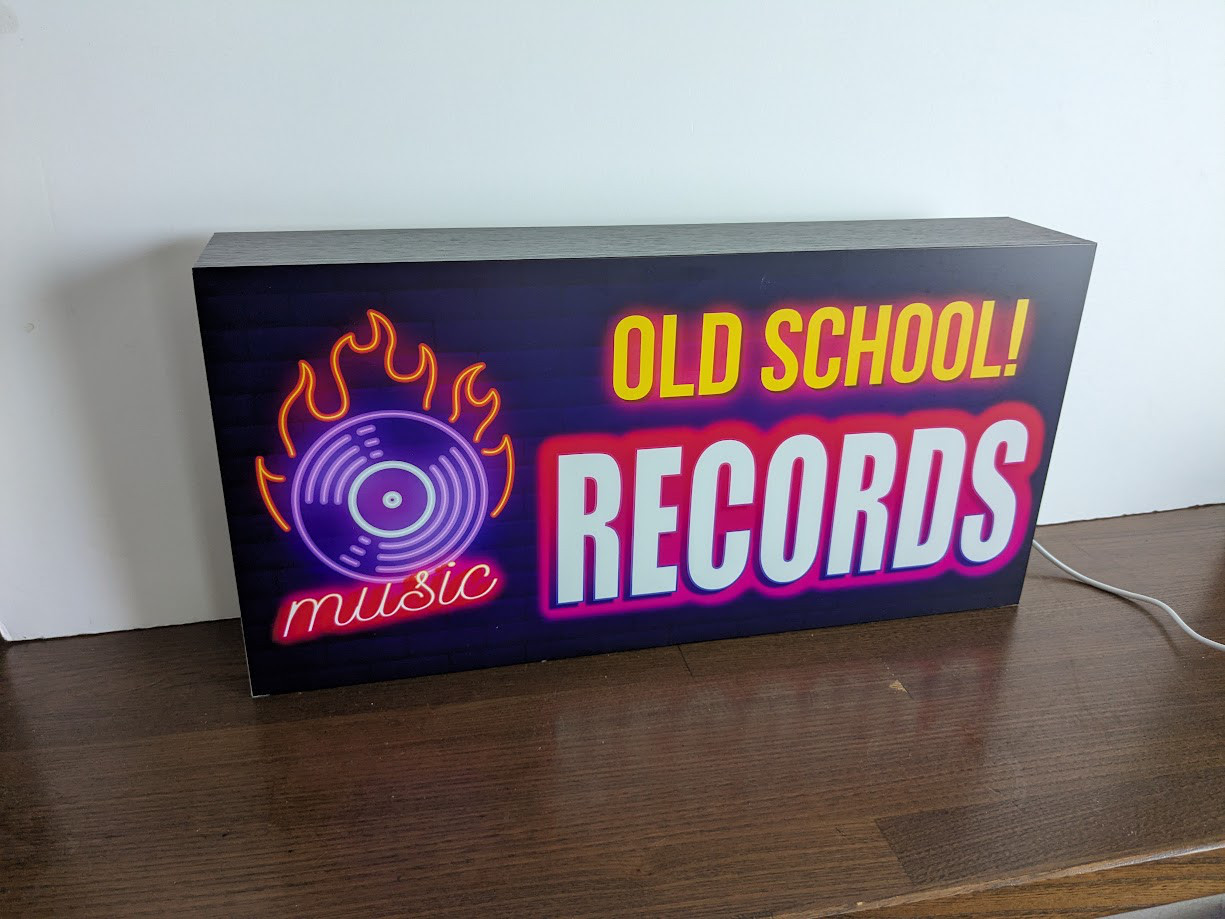 【Lサイズ】中古レコード オールドスクール レコード CD ミュージック DJ 店舗 自宅看板 置物 雑貨 ライトBOX