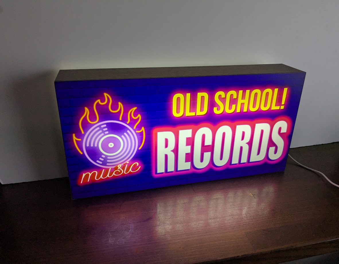 【Lサイズ】中古レコード オールドスクール レコード CD ミュージック DJ 店舗 自宅看板 置物 雑貨 ライトBOX