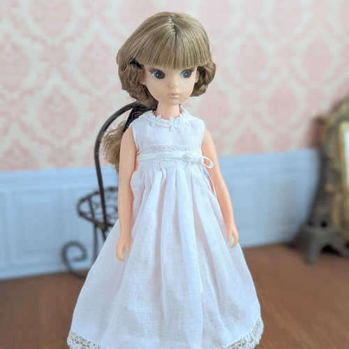 1414【復刻版初代リカちゃん】ガーゼのノースリーブワンピース※リカ