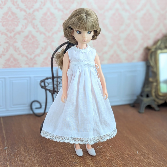 1414【復刻版初代リカちゃん】ガーゼのノースリーブワンピース※リカ