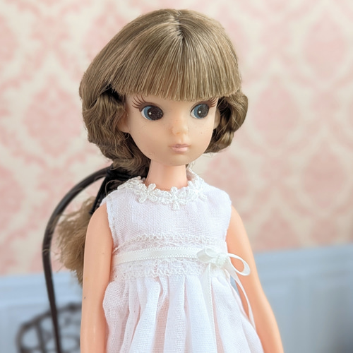 1414【復刻版初代リカちゃん】ガーゼのノースリーブワンピース