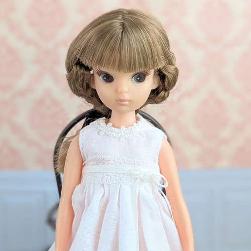 1414【復刻版初代リカちゃん】ガーゼのノースリーブワンピース※リカ