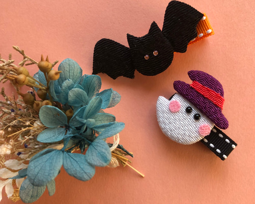 ⓝⓔⓦ【ちりめん細工兜】ベビーヘアクリップ　キッズヘアクリップ　ヘアゴム platinumbaby_pc-p026wa-gara