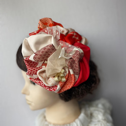 赤 リボン ヘアアクセサリー 髪飾り ヘッドドレス 縮緬 七五三 m4
