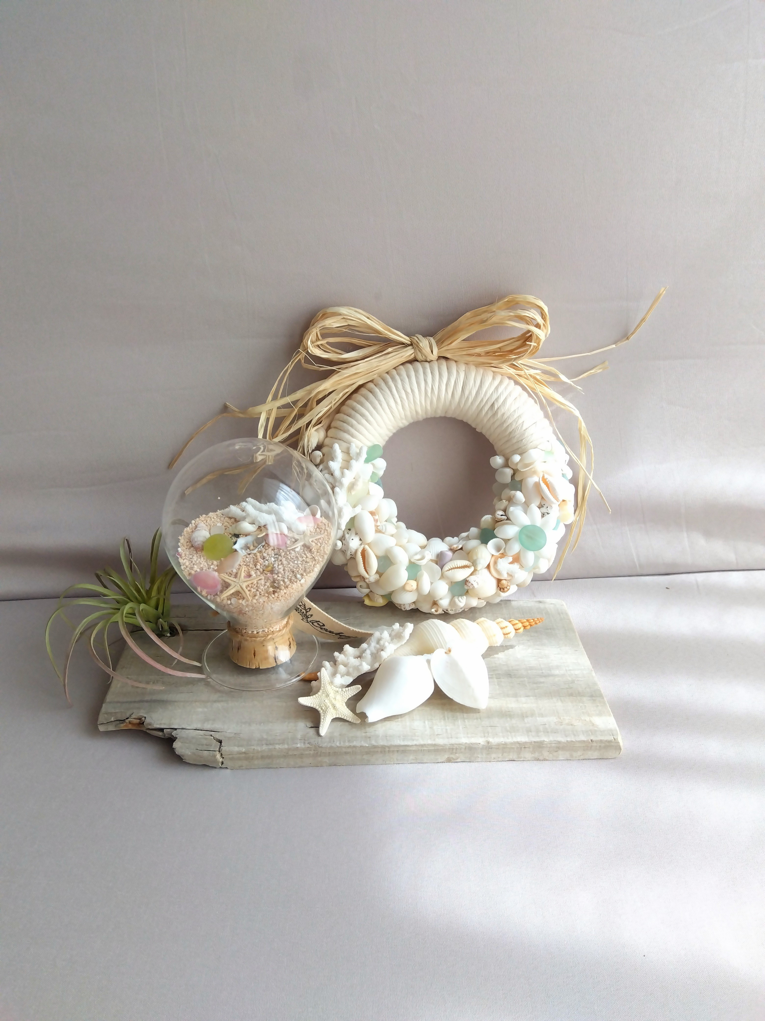 海を感じる硝子のバルーン＆シェルリース 二点セット