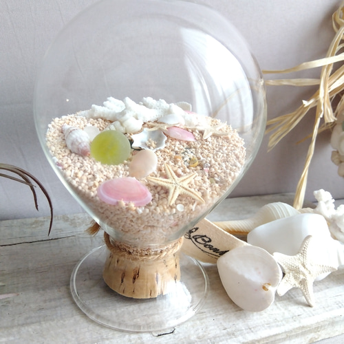 海を感じる硝子のバルーン＆シェルリース 二点セット その他置物