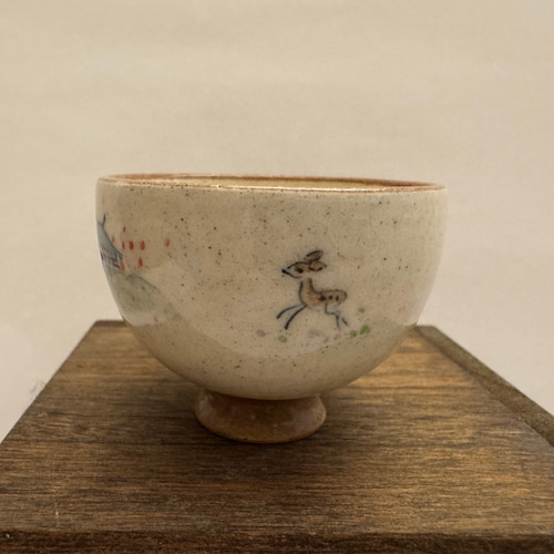 赤膚焼 ぐい飲み【お水取り】（奈良絵） おちょこ・ぐい呑み・徳利