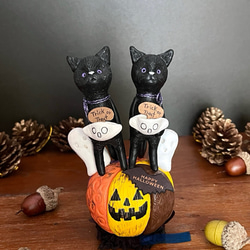 割ピン仕掛け人形 ハロウィン！フランケン猫 羊毛フェルト chic chic