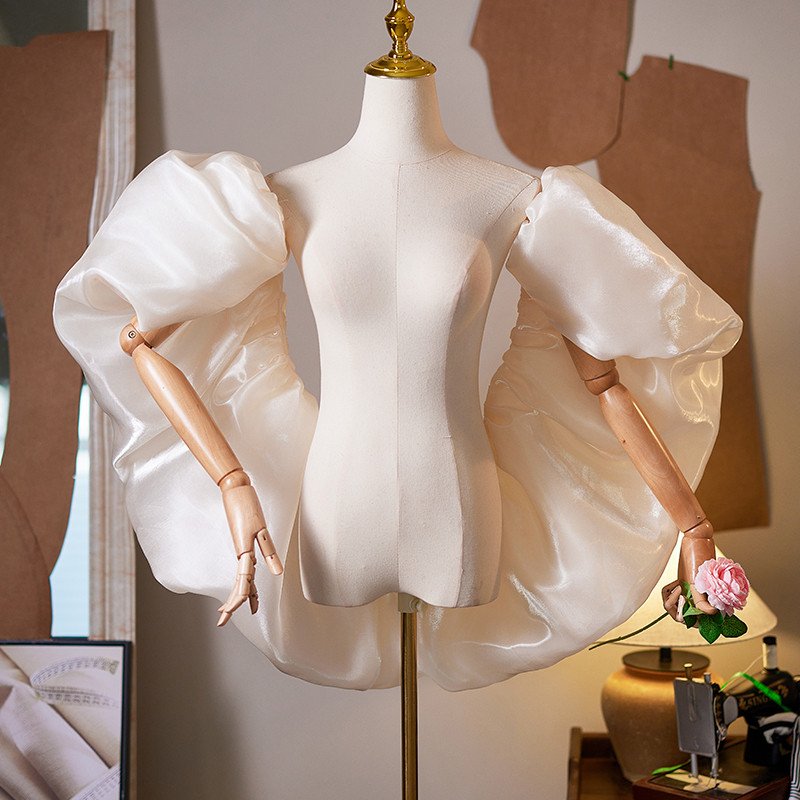 オフショルダー シャンパン色 サテン DIY 高級感 肩飾り ドレスアクセサリー ウェディングドレス DTY193