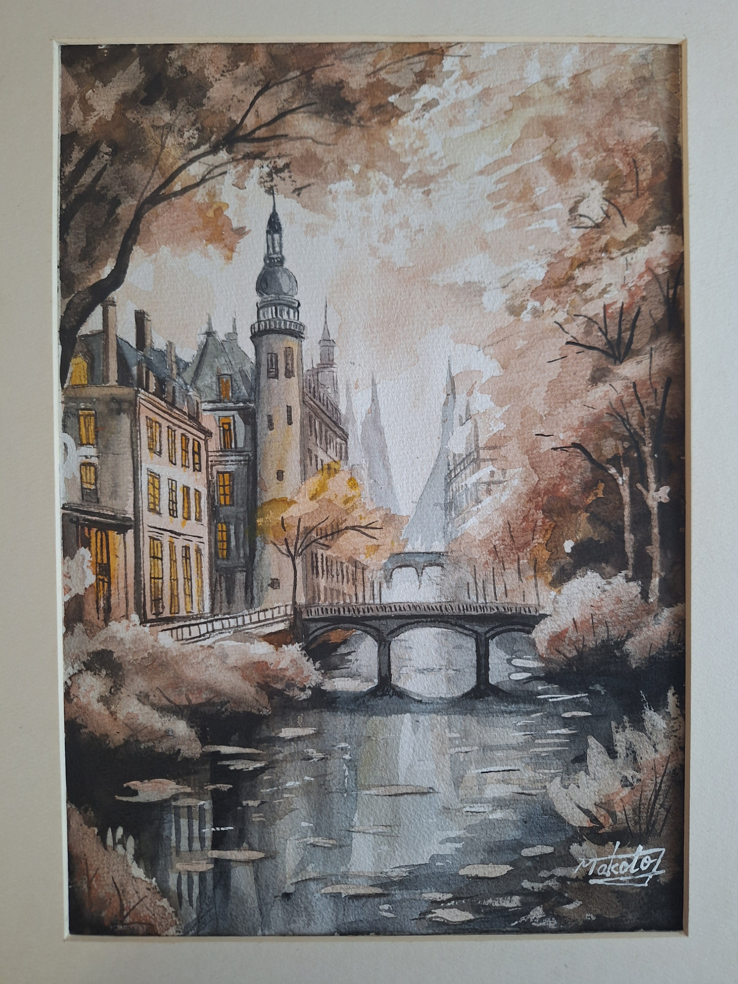 水彩画 哀愁漂う街 絵画 makochin 通販 19792476｜Creema(クリーマ)