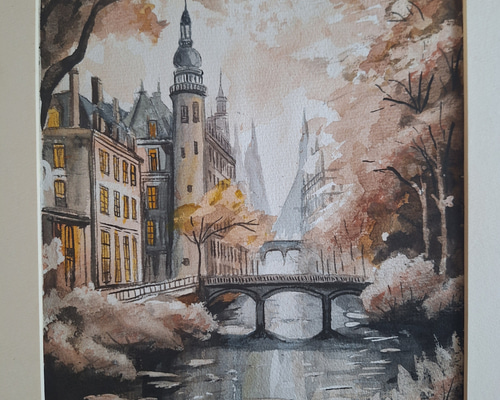 水彩画 哀愁漂う街 絵画 makochin 通販 19792476｜Creema(クリーマ)