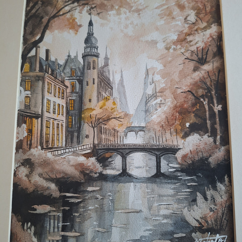 水彩画 哀愁漂う街 絵画 makochin 通販 19792476｜Creema(クリーマ)