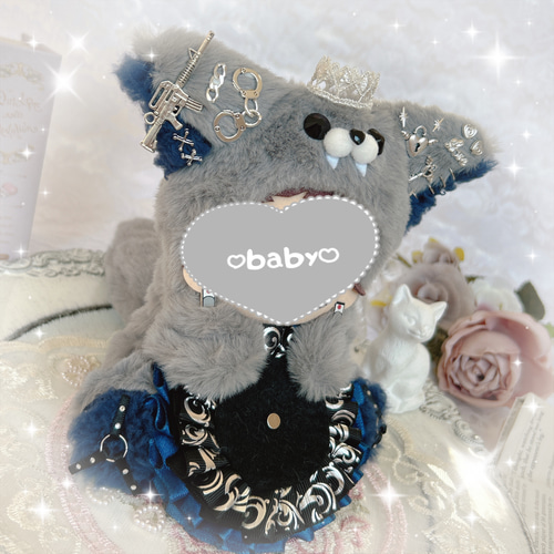 ぬい服×ロゼットBLACK×NAVYWolf ฅ^˶•̀д•́˶^ฅ♥⟡.‎⋆ ぬいぐるみ Fu