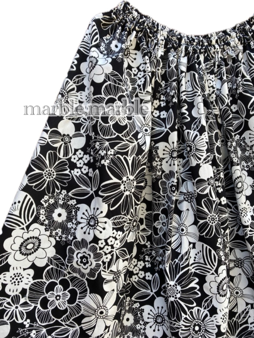 【ブラック】フラワースカート　花　Flower 大人スカート　ギャザースカート　ふんわりスカート花柄　フラワー