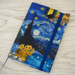 【文庫本】アートなブックカバー★ゴムバンド栞付★ゴッホ★星月夜 夜のカフェテラス 4枚目の画像