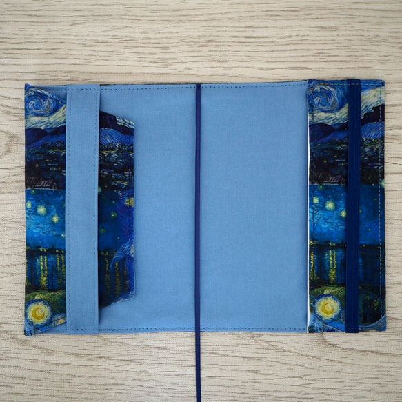 【文庫本】アートなブックカバー★ゴムバンド栞付★ゴッホ★星月夜 夜のカフェテラス 5枚目の画像