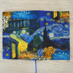 【文庫本】アートなブックカバー★ゴムバンド栞付★ゴッホ★星月夜 夜のカフェテラス 2枚目の画像