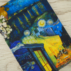 【文庫本】アートなブックカバー★ゴムバンド栞付★ゴッホ★星月夜 夜のカフェテラス 3枚目の画像