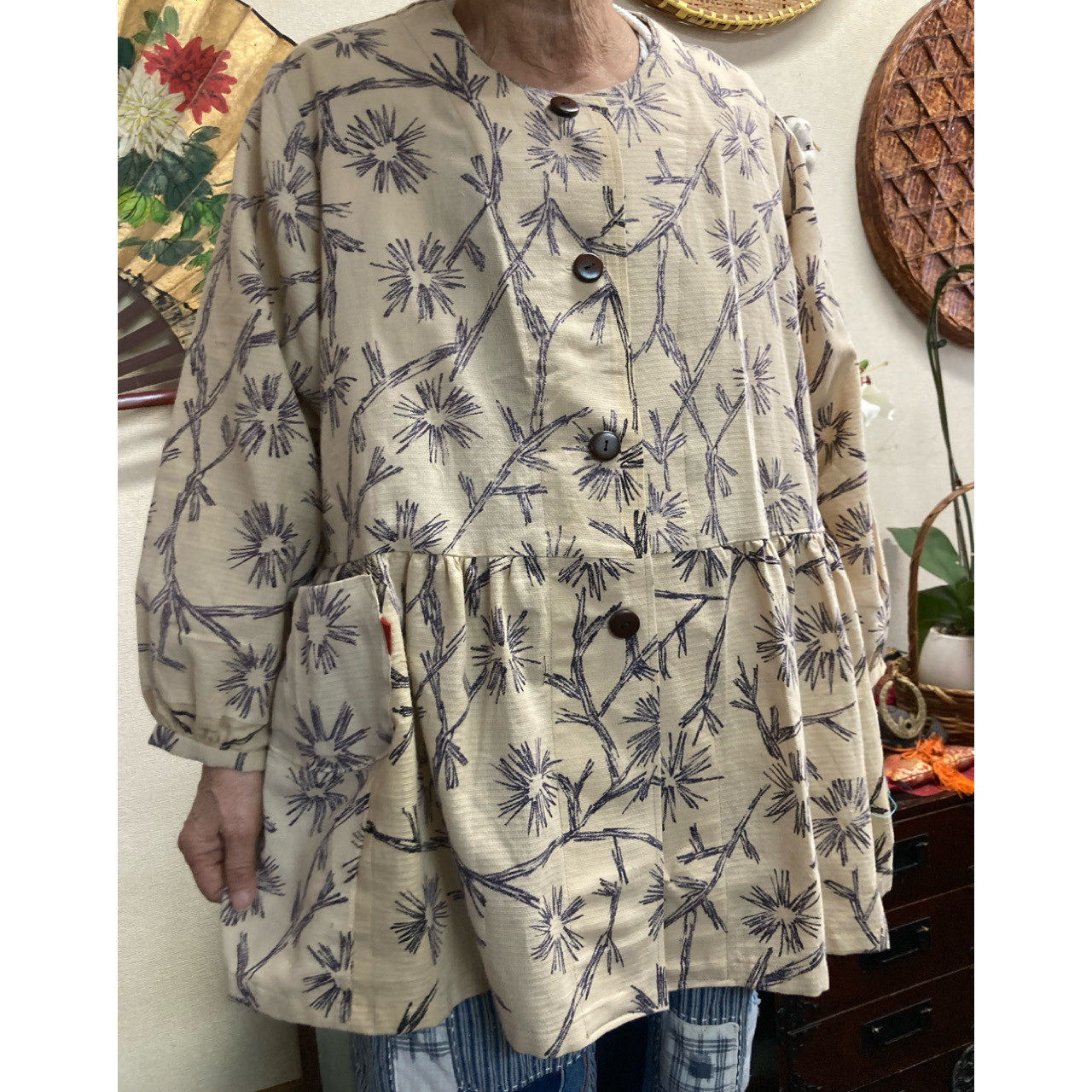 綿絽の着物からの前開きブラウス　　　着物リメイク