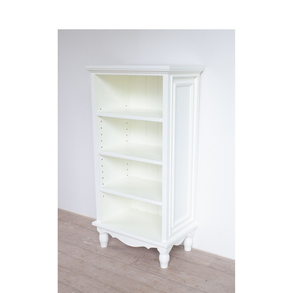 オープンキャビネット　ろくろ脚タイプ　ミルキーホワイト塗装 3枚目の画像