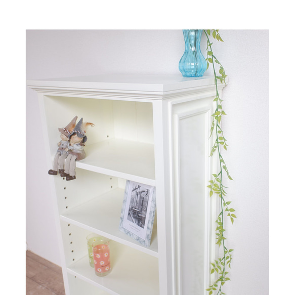 オープンキャビネット　ろくろ脚タイプ　ミルキーホワイト塗装 2枚目の画像