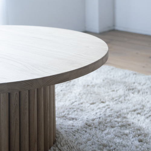 くりのリブ足ローテーブル（直径70cm 80cm 90cm・国産栗材・オイル塗装