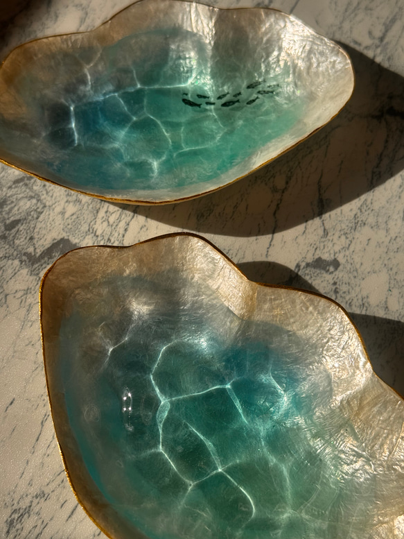 貝殻型　海のお皿　小魚タイプ　アクセサリートレー　 4枚目の画像