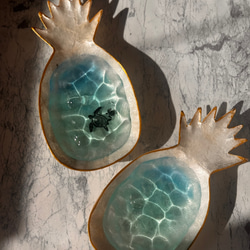 パイン型　海のお皿　ウミガメ封印タイプ　アクセサリートレー　 1枚目の画像