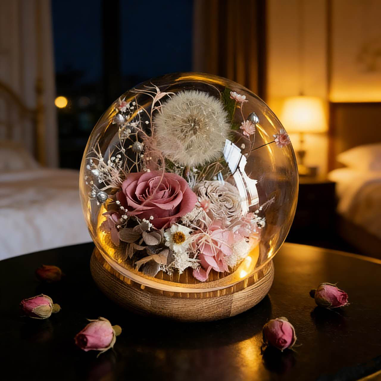 バラ 薔薇 ローズ、希望、 ライト、ブーケ、フラワーアレンジメント、プリザーブドフラワー、ドライフラワー アレンジメント