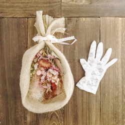 ススキを包んだ飛び散らないスワッグ　秋色ピンクベージュ 8枚目の画像