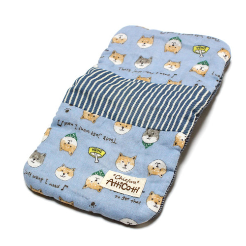 パッチワーク 8重ガーゼハンカチ 柴犬 イヌ ヒッコリー ハンドメイド