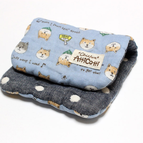 パッチワーク 8重ガーゼハンカチ 柴犬 イヌ ヒッコリー ハンドメイド