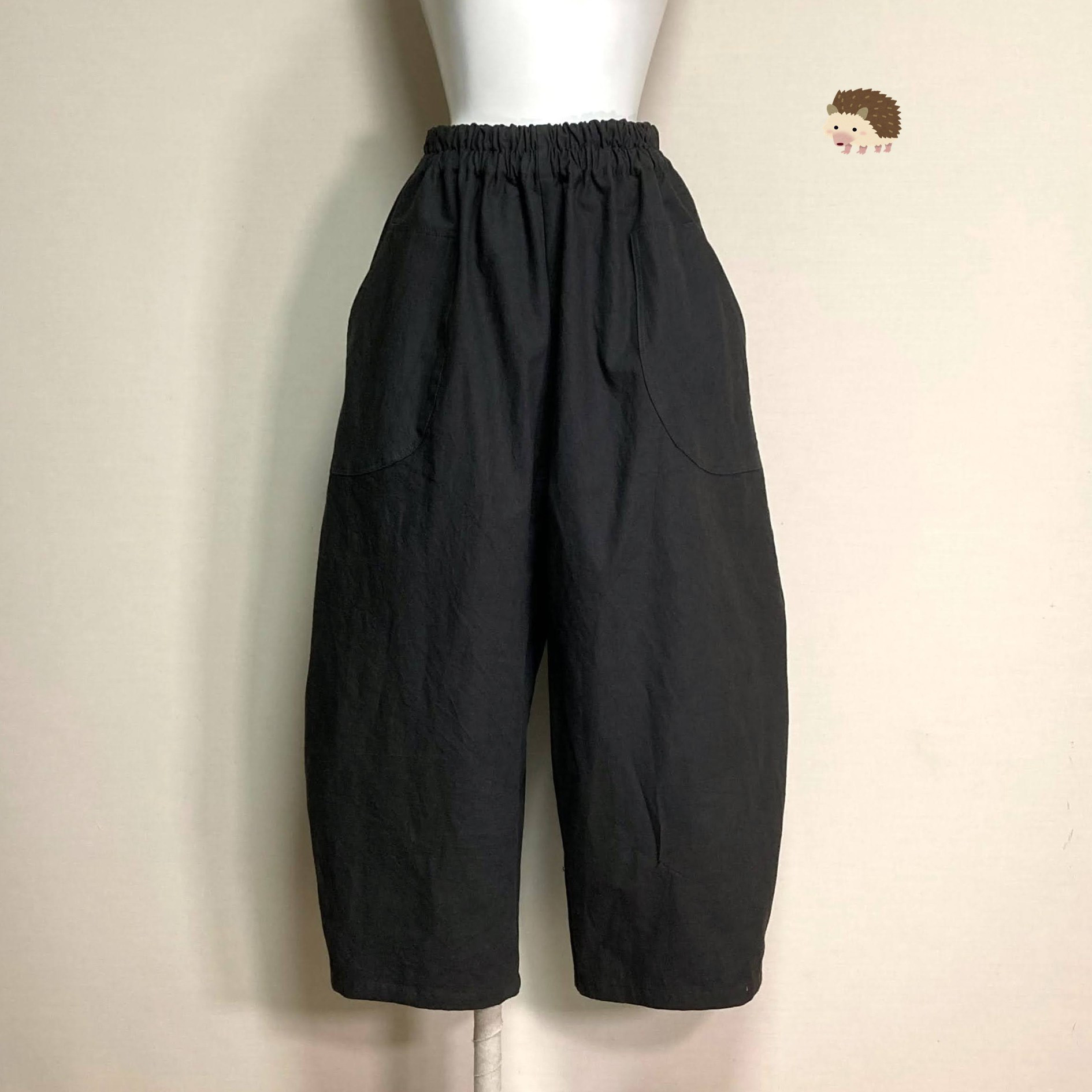 コクーンパンツ【ヴィンテージハーフ】チャコール（ハーフリネン）◆フリーサイズ