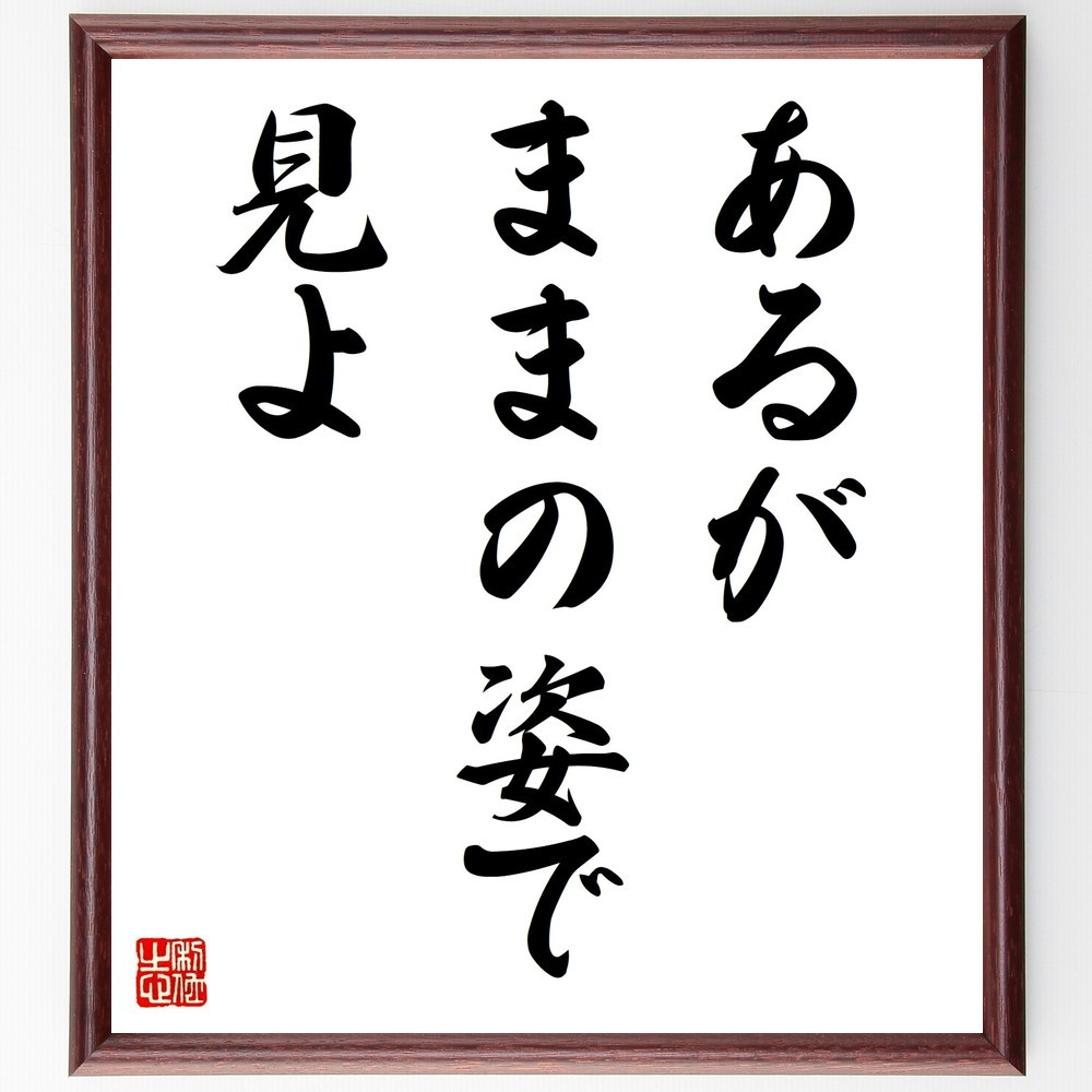 名言「あるがままの姿で見よ」手書き書道色紙額／受注後の毛筆直筆（V9231）