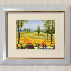 桜の小径」透明水彩画 原画 風景画 額縁付 F6サイズ 絵画 Oni