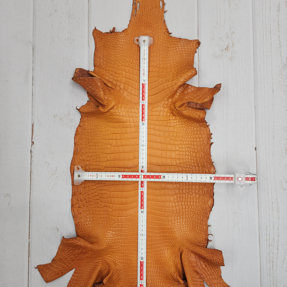 ワニ革 クロコ 半艶マット  オレンジブラウン　No.C008839 6枚目の画像
