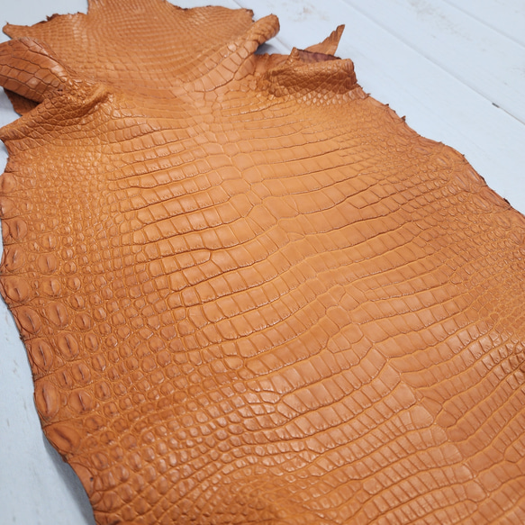 ワニ革 クロコ 半艶マット  オレンジブラウン　No.C008839 10枚目の画像