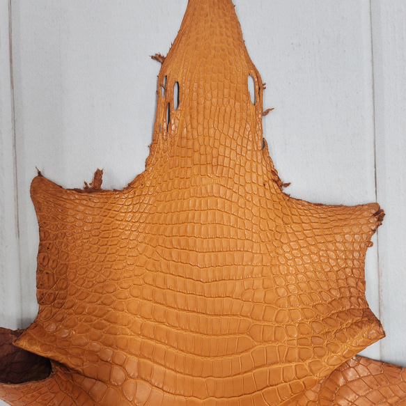 ワニ革 クロコ 半艶マット  オレンジブラウン　No.C008839 3枚目の画像