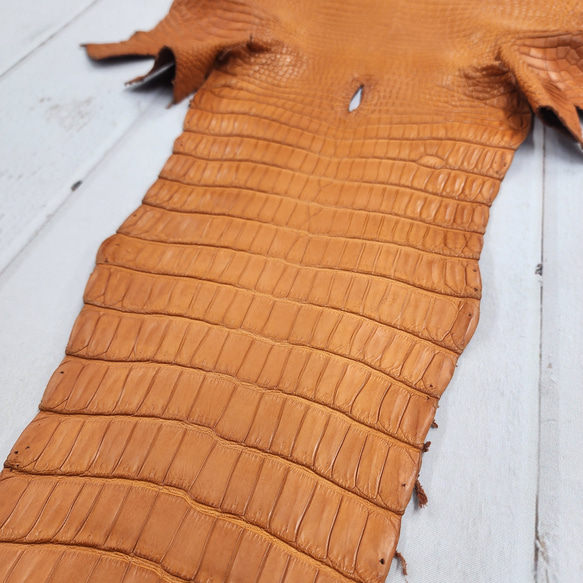 ワニ革 クロコ 半艶マット  オレンジブラウン　No.C008839 13枚目の画像