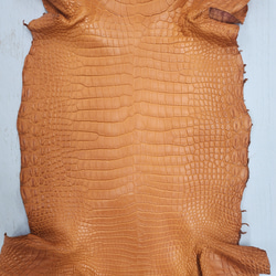 ワニ革 クロコ 半艶マット  オレンジブラウン　No.C008839 4枚目の画像