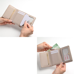 シンプル 三つ折り財布 【 シュリンクレザー 刺繍 】 ミニ財布 本革 姫路レザー いとをかしコラボ HW47K 5枚目の画像