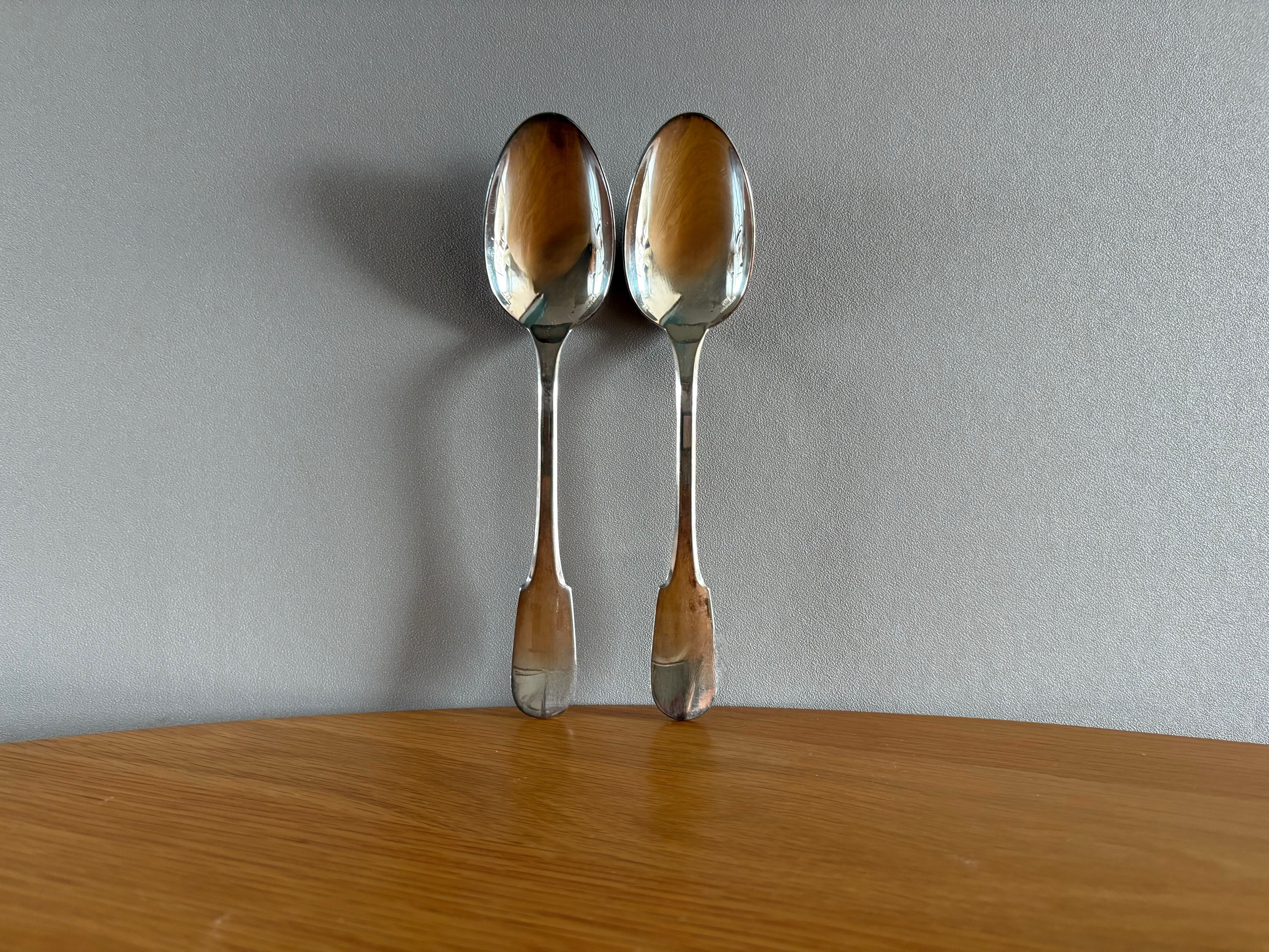 フランスの古いスプーン　クリストフル　アンティーク　ブロカント　蚤の市　古道具　骨董品　パリ　フランス【2点セット】