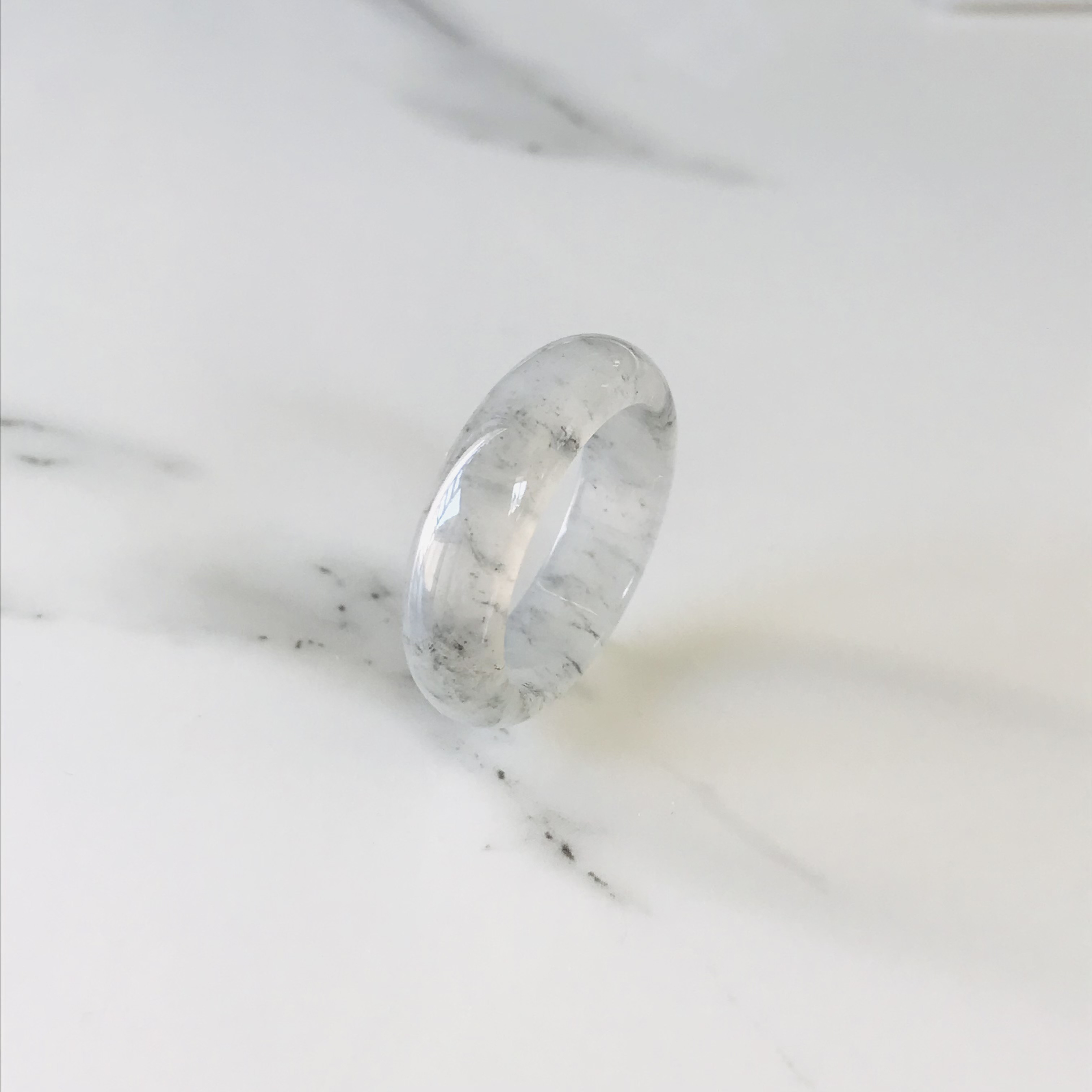 [R159-0019］ ジェイド　JADE ヒスイ　本翡翠　くりぬき　リング　天然石　ミャンマー産　21号　指輪