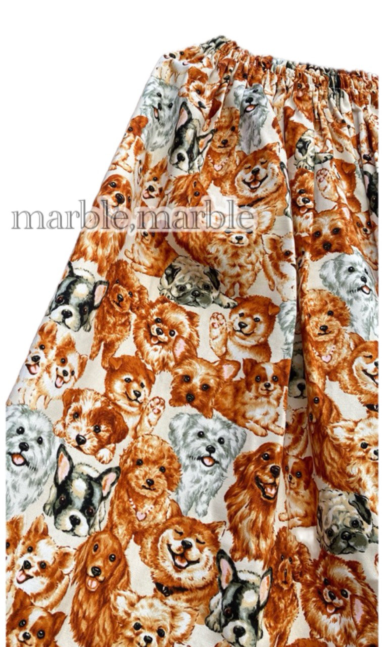 【着丈約78cm】犬種 犬柄　いぬ　イッヌ　イヌ　dog ギャザースカート ダックス　柴犬