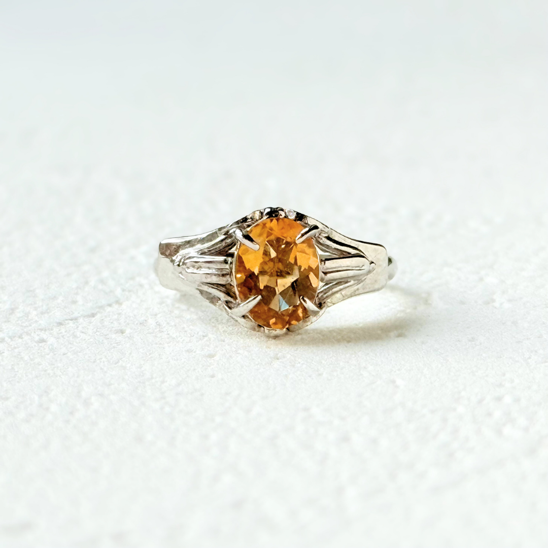 ラス1 8×5mm トパーズ/黄玉  シルバー 天然石リング - Lustre